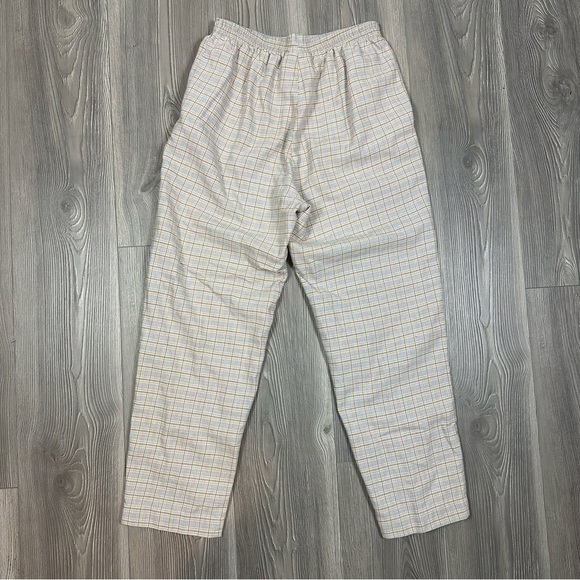 Jantzen Classics Cream Brown Blue Plaid Straight Leg Pants with Pockets - Picture 4 of 6